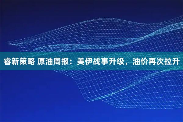 睿新策略 原油周报：美伊战事升级，油价再次拉升