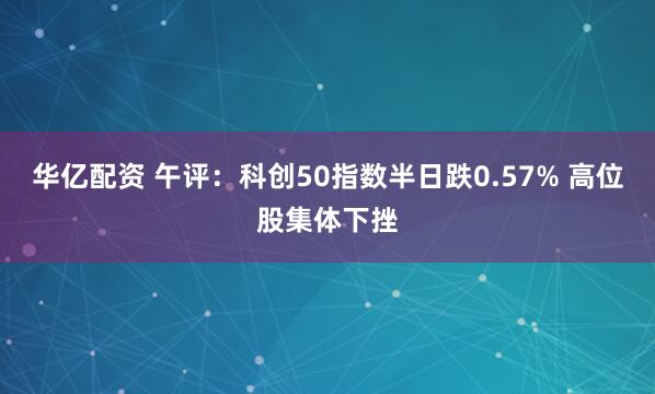 华亿配资 午评：科创50指数半日跌0.57% 高位股集体下挫