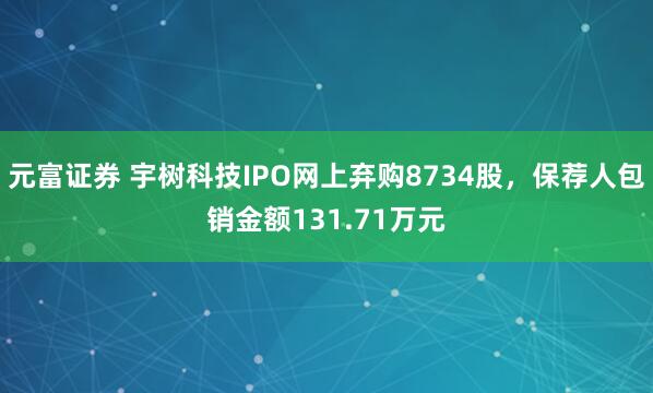 元富证券 宇树科技IPO网上弃购8734股，保荐人包销金额131.71万元